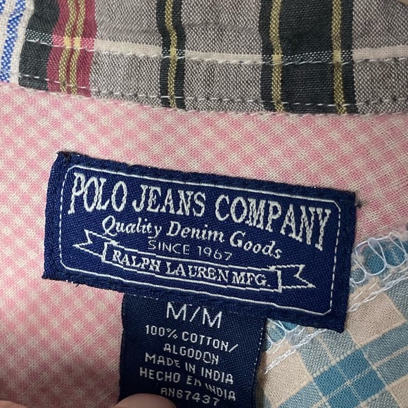 Rare vintage unisex Ralph Lauren Polo Patchwork Long sleeve snap button shirt - Picture 4 of 8